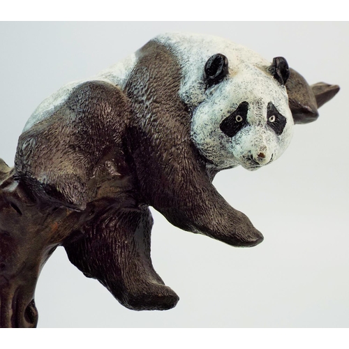 417 - Bronze Panda sculpture by Milo standing on a marble base approx 8.5