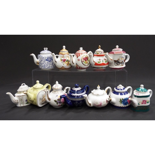 427 - 12 miniature china teapots.