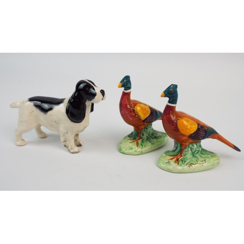 431 - Beswick spaniel figurine and 2 pheasants.