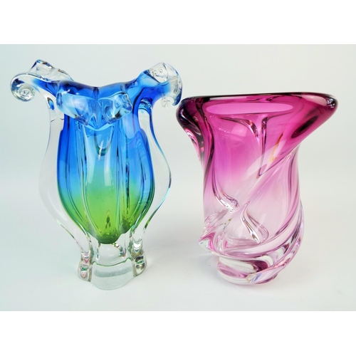 433 - 2 Chribska art glass vases.