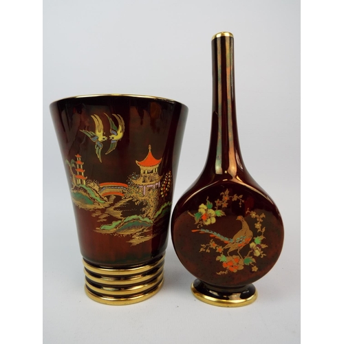 468 - Pair of Carlton ware vases Rouge royale oriental pattern.