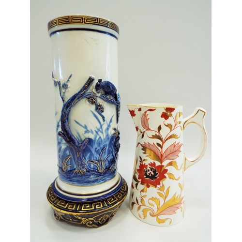 494 - A jug in the style of royal crown derby and a antique Royal worcester vase (af)