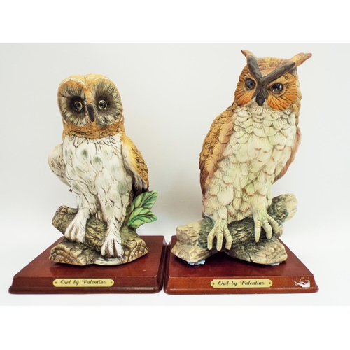 495 - 2 Large Bisque owls by Valentino standing appox 12