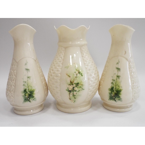 507 - 3 Donegal Irish parian vases.