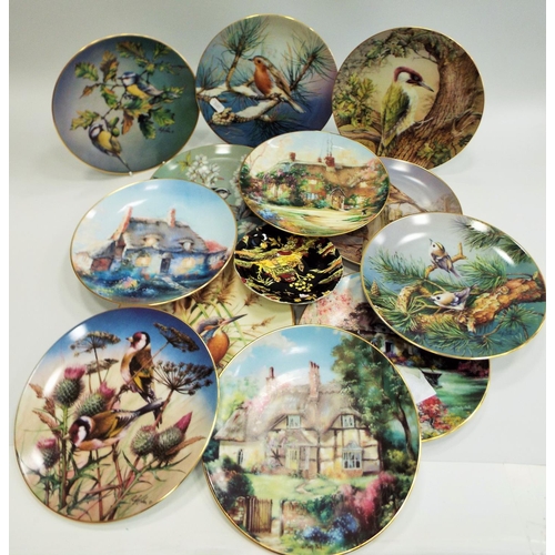 519 - Large Hamilton china bird and cottage plates.