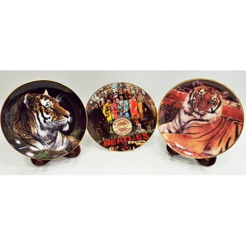 521 - Limted edition Beatles plate plus two limited edition tiger plates.