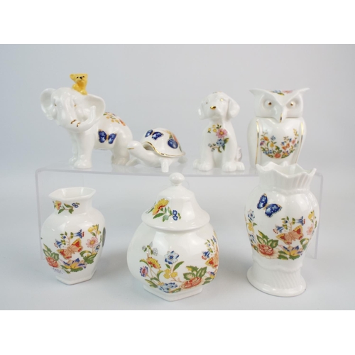 537 - Selection of Aynsley Cottage Garden, trinkets, animal figurines & vases.