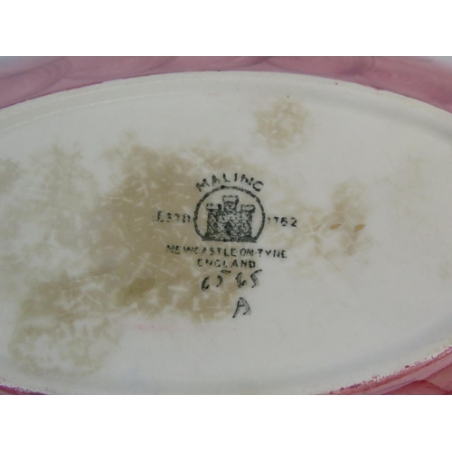 971 - Malling oval lustre bowl, Fedeskino style ceramic plaque plus an art Nouvea style decorated hinged l... 