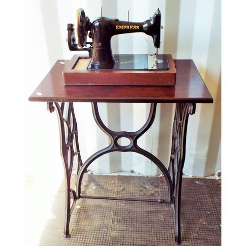 Empress, sewing machine with old sewing table with wrought iron ...