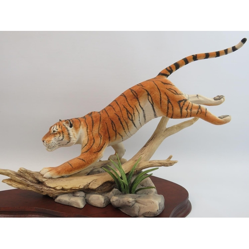 14 - Border Fine Arts Study of a Tiger set on a naturalistic base. Measures 17 inches long. See photos