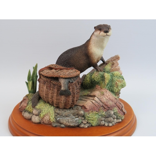 15 - Border Fine Arts Study of an Otter. 'The Poacher' set on naturalistic base. Very good condition save... 