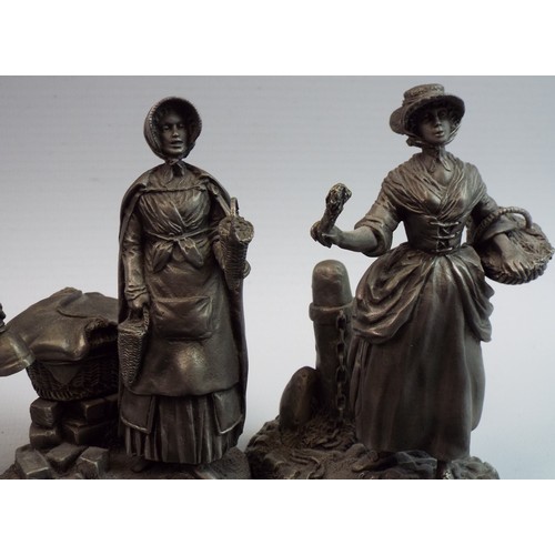 94 - Four pewter The cries of olde london figures by Peter Jackson for Franklin mint limited editions.