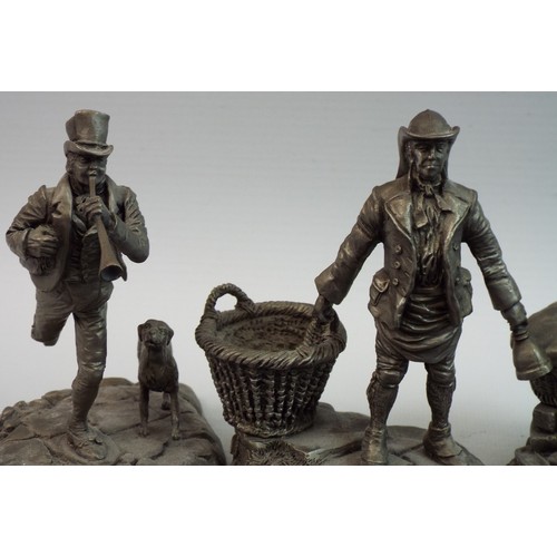 94 - Four pewter The cries of olde london figures by Peter Jackson for Franklin mint limited editions.