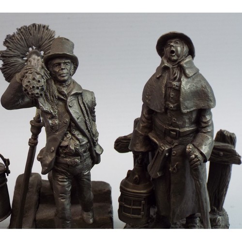 93 - Four pewter The cries of olde london figures by Peter Jackson for Franklin mint limited editions.