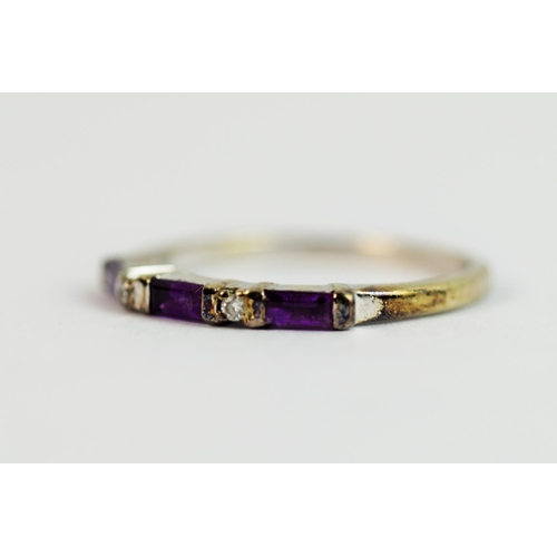 213 - 9ct Yellow Gold ring set with Diamonds and Amethysts in a platinum mount. Finger size 'O'  2.1     0... 