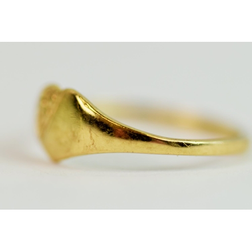 221 - Small/Childs, 9ct Yellow Gold signet ring. Finger size 'G-5'  0.7g