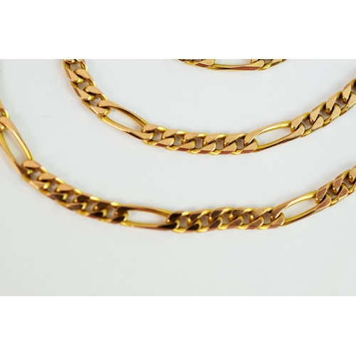 252 - 9ct Yellow Gold flat link chain in the Figaro pattern.  20 inches long.   11.8g