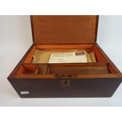 199 - Immaculate antique writing box and ephemera relating to previous owner.