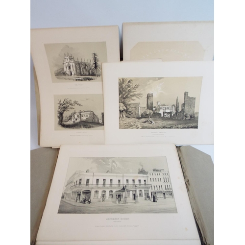 380 - Book/Folder containing 21 lithographs of Victorian Cheltenam by G Rowe,  late 1800's comes with orig... 