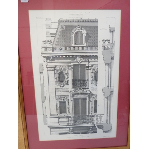 484 - Pair of nicely framed classical French Architectural prints under glass. Each measures approx 19 x 2... 