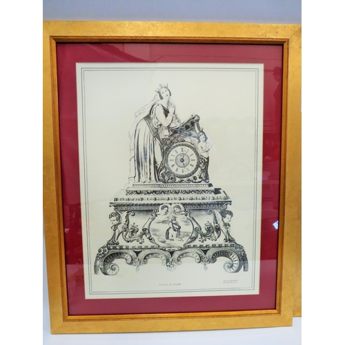 486 - Pair of nicely framed classical french Architectural prints under glass. Each measures approx 26 x 3... 