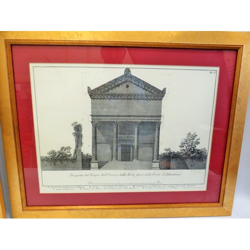 486 - Pair of nicely framed classical french Architectural prints under glass. Each measures approx 26 x 3... 