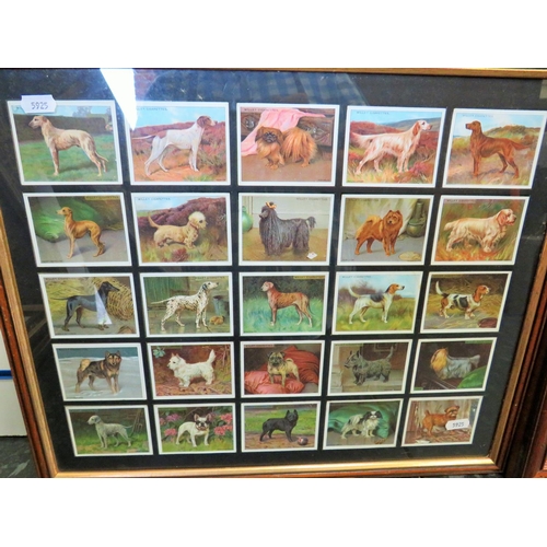 494 - Two Sets of vintage Wills Cigarette cards 'Dogs' from the 1930's era. Each framed and mounted under ... 