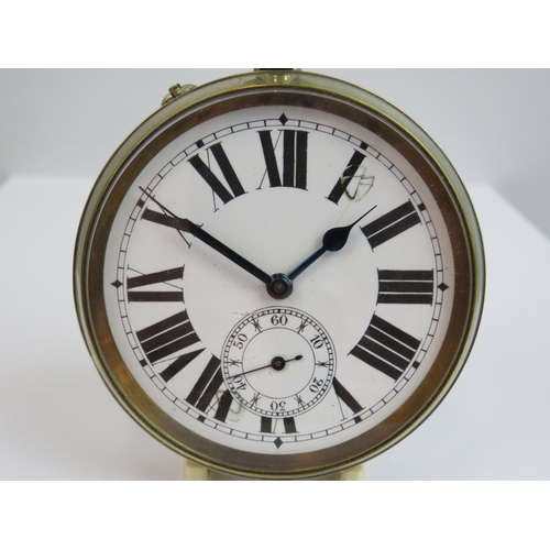 514 - Steel Cased 'Golliath' Pocket watch. Enamel face with Roman numerals. Crown Wind. (small blemish to ... 