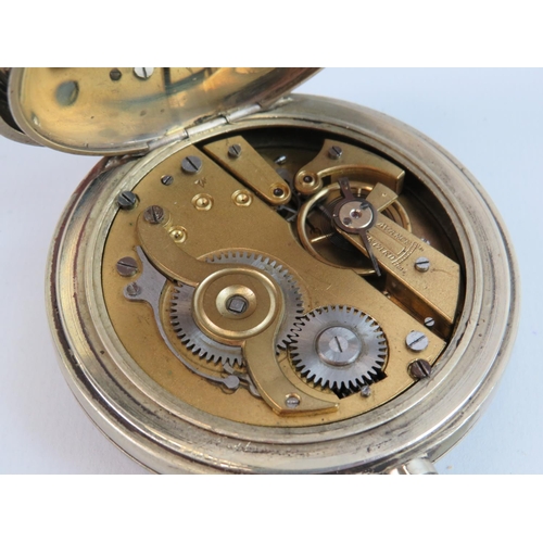 514 - Steel Cased 'Golliath' Pocket watch. Enamel face with Roman numerals. Crown Wind. (small blemish to ... 