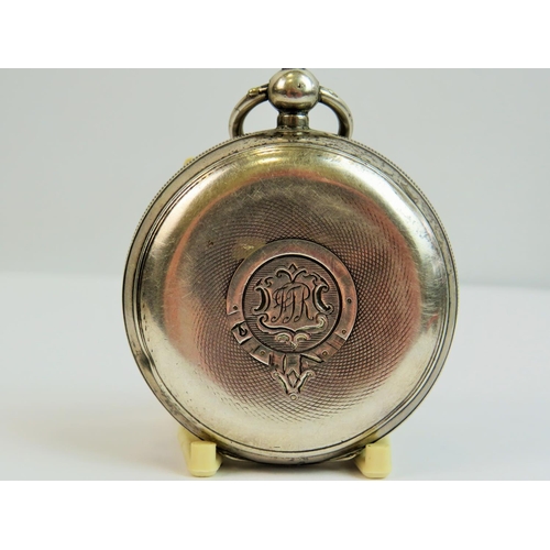 515 - Vintage Silver cased pocket watch by Ford Galloway, Birmingham. Chester hallmark, comes with key. No... 