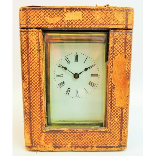 521 - Vintage Brass cased skeleton carriage clock with glass sides and top to show mechaninsm and escapeme... 