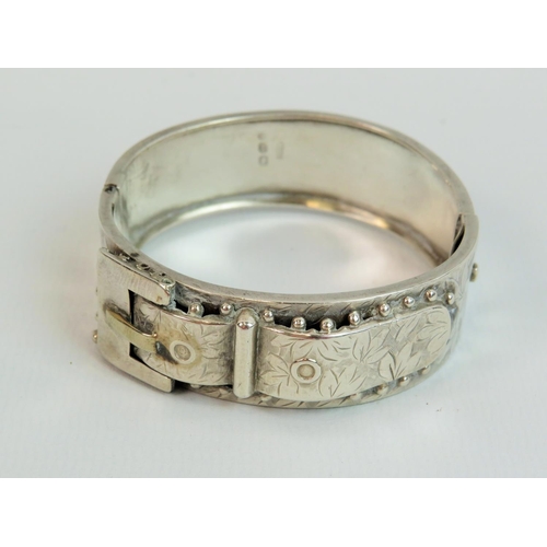 525 - Victorian Hallmarked Silver bangle. Birmingham 1885. Excellent condition with good clasp which close... 