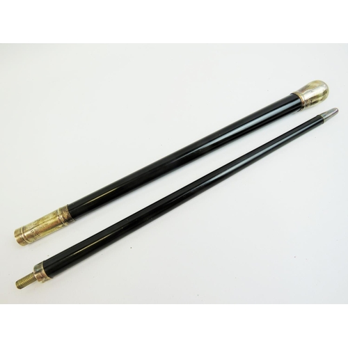 536 - 1940's Two piece conductors baton made from ebony with hallmarked silver fittings. Comes complete wi... 