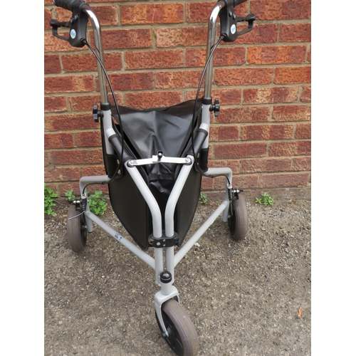 562 - Seemingly Unused folding mobility walker/shopper with bag, with handles and brakes. See photos.