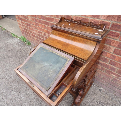 567 - Antique Davenport on pine carcass with Walnut Veneer. Will need minor restoration to make super item... 