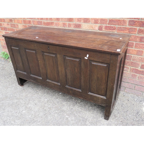 577 - Jacobean style dark oak chest with hinged lid.  H:31 X W:55 X D:20 inches. See photos  PA1108