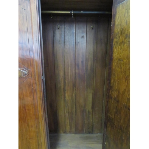 599 - Large Vintage mahogany wardrobe, handly blanket box under. Central glass paned door. H:78 X W:45 X D... 