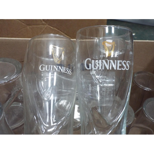 715 - Box of Guinness glass plus a box of mixed brewery advertising glasses.