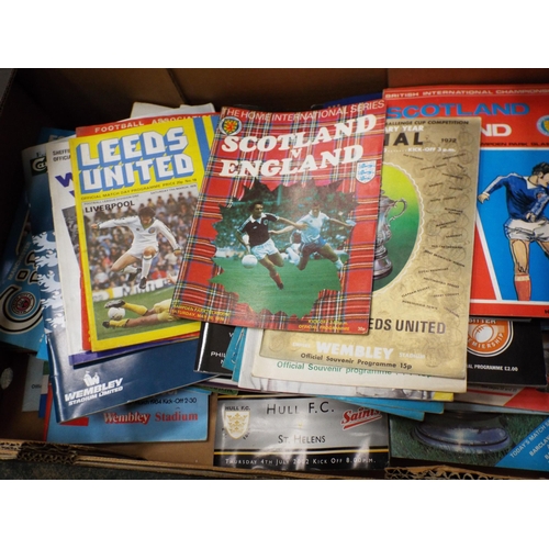 723 - Box of vintage Rugby and Football programs.