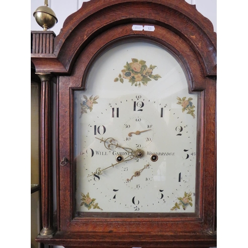 626 - 1820's George III oak cased long case clock by William Gardner of Woodbridge, Date and second subsid... 