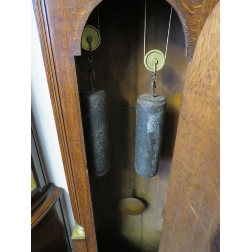 626 - 1820's George III oak cased long case clock by William Gardner of Woodbridge, Date and second subsid... 