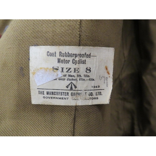 652 - Authentic WW2 Dispatch riders Great coat arrowmarked lable and date stamped for 1943. Original maker... 