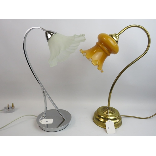 898 - Two Stylish desk lamps with frosted glass shades. see photos.