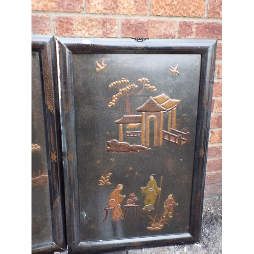 885 - 3 Large oriental wall plaques.