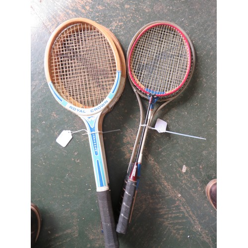 906 - Selection of Vintage tennis and squash racquets.  See photos