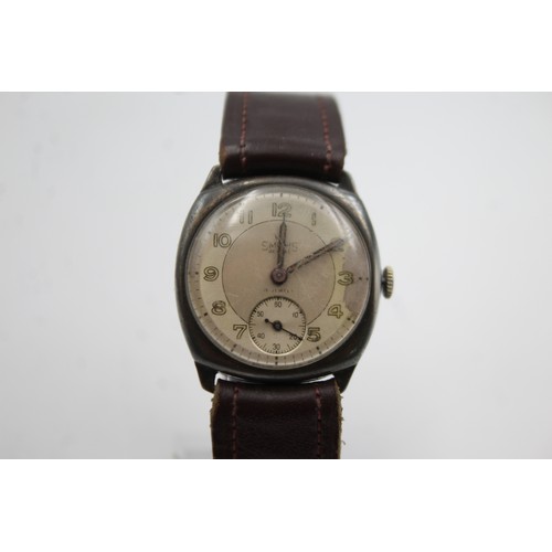 4 - SMITHS, De lux, Gent mechanical watch in WORKING ORDER.   925 Silver case with brown leather strap. ... 