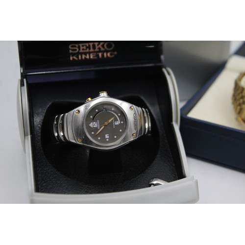 7 - 3 x Gents SEIKO  Kinetic WRISTWATCHES Kinetic Powered In Original |Boxes   Gents SEIKO Kinetic WRIST... 