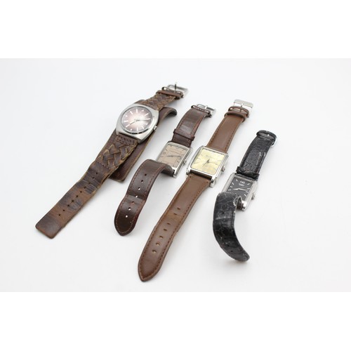 16 - 4 x Gents Quality Square WRISTWATCHES Quartz WORKING Inc Fossil Etc  Gents Quality  Square / Rectang... 