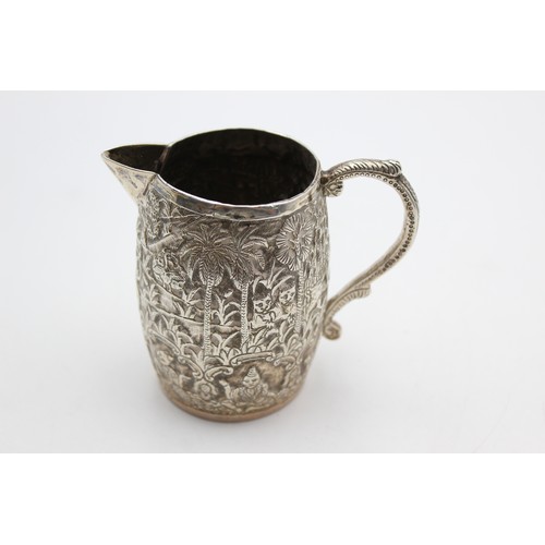 28 - Antique / Vintage .950 SILVER Middle Eastern Cream Jug w/ Jungle Scene (110g)  XRF TESTED FOR PURITY... 