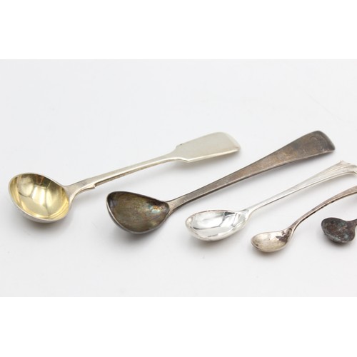 29 - 9 x Antique / Vintage Hallmarked .925 STERLING SILVER Condiment Spoons (55g)  Inc Georgian, Birmingh... 